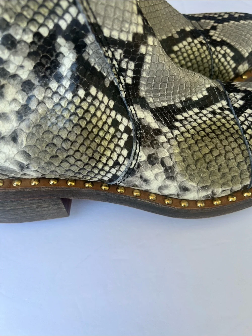Zadig & Voltaire Snake-Print Leather Studded Ankle Boots Grey-Black   Us 8.5-9W